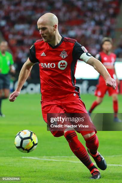Michael Bradley of Toronto FC drives the ball during the second leg match of the final between Chivas and Toronto FC as part of CONCACAF Champions...