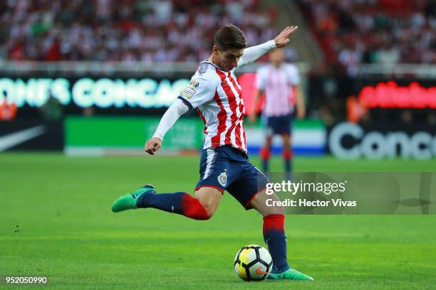 Isaac Brizuela of Chivas drives the ball during the second leg match of the final between Chivas and Toronto FC as part of CONCACAF Champions League...