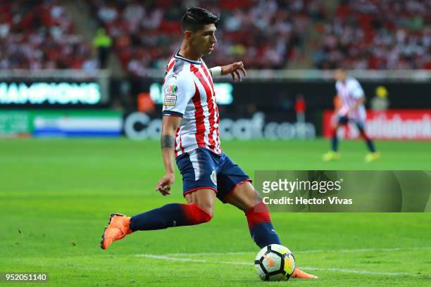 Alan Pulido of Chivas kicks the ball during the second leg match of the final between Chivas and Toronto FC as part of CONCACAF Champions League 2018...