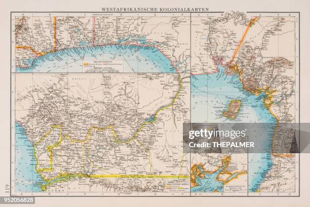 1896 の西アフリカ植民地の地図 - コンゴ共和国点のイラスト素材／クリップアート素材／マンガ素材／アイコン素材
