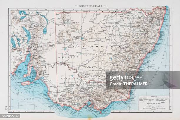 map of south australia 1896 - south wales stock illustrations