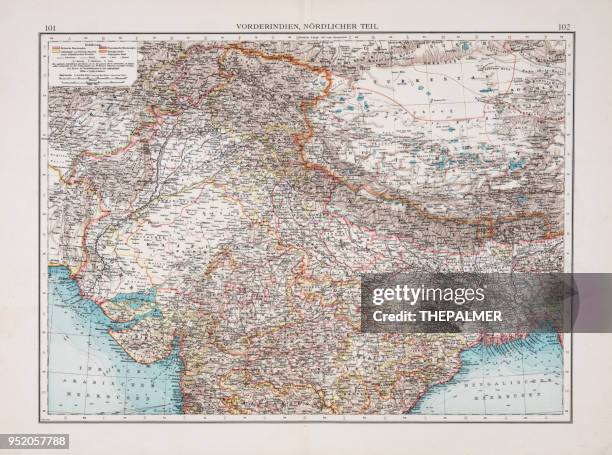map of india 1896 - delhi stock illustrations