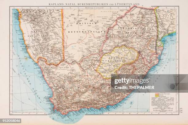 karte von südafrika 1896 - botsuana stock-grafiken, -clipart, -cartoons und -symbole