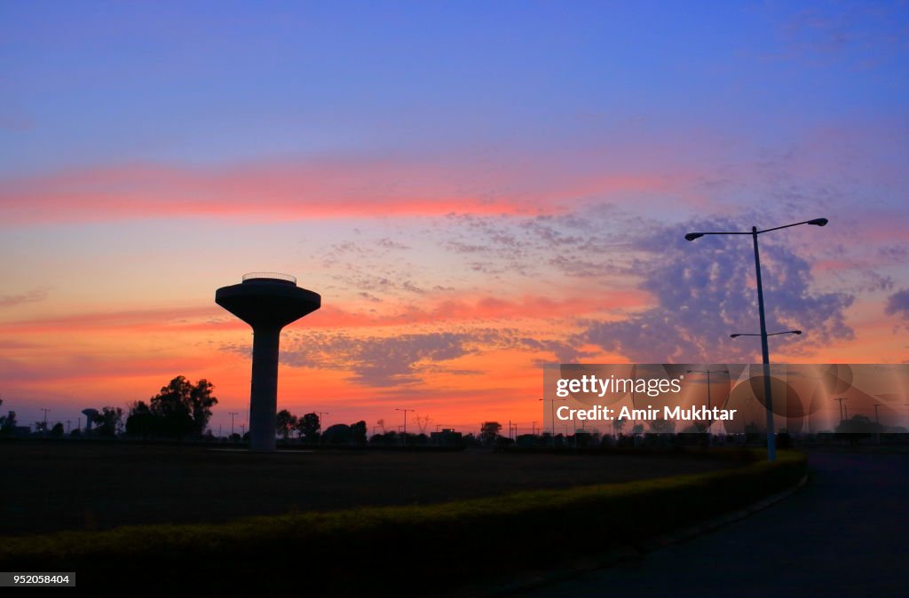 Water Tank and Sunset