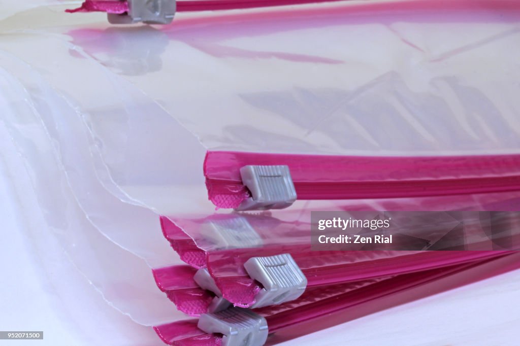 Close-up of disposable plastic bags