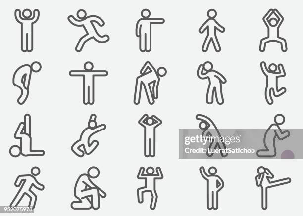 ilustrações de stock, clip art, desenhos animados e ícones de human action line icons - ginástica