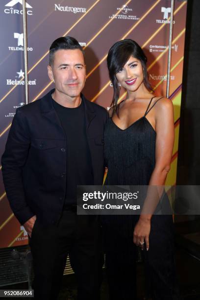 Jorge Bernal and his wife Karla Birbragher pose during the 20th Billboard Latin Music Awards After Party red carpet at Jewel Nightclub on April 26,...