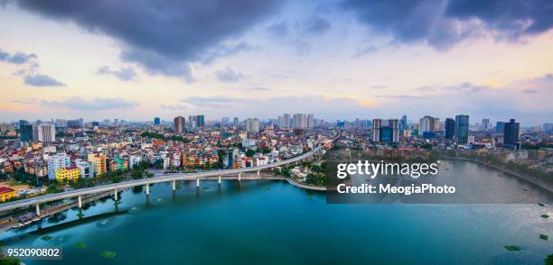 aerial view of hanoi skyline cityscape - hanoi cityscape stock pictures, royalty-free photos & images