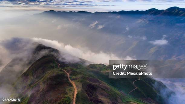 beautiful mountain landscape in ta xua - son la province stock pictures, royalty-free photos & images