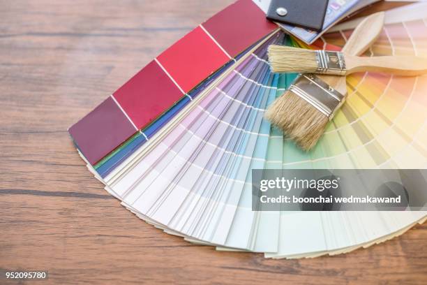 color palette, guide of paint samples catalog - color palette bildbanksfoton och bilder