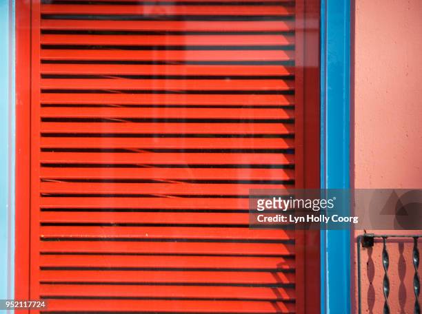 red window shutters - lyn holly coorg stock pictures, royalty-free photos & images
