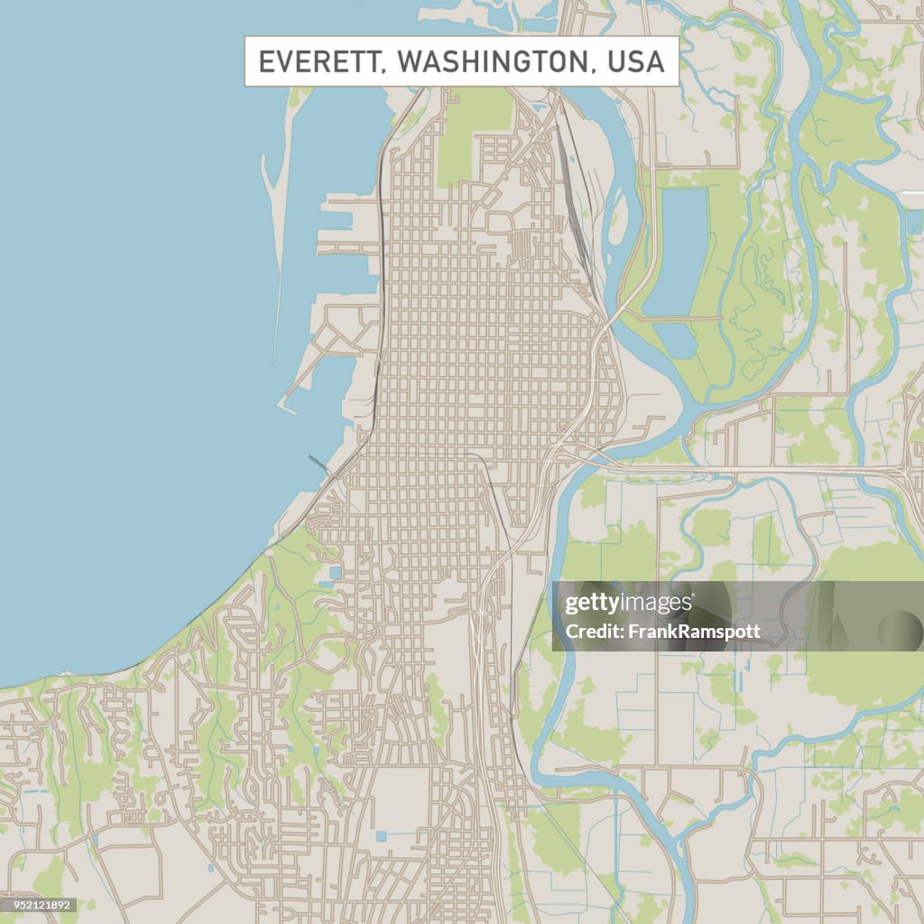 Everett Washington US City Street Map