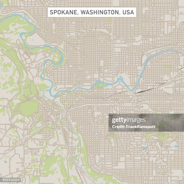 spokane washington us city street map - washington state county map stock illustrations