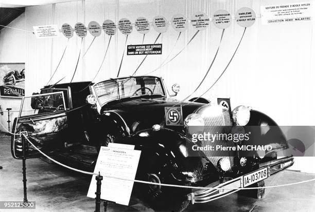 La Mercedes-Benz 770 K, voiture de parade d'Adolf Hitler, au musée de l'Automobile à Lyon, France, circa 1960.