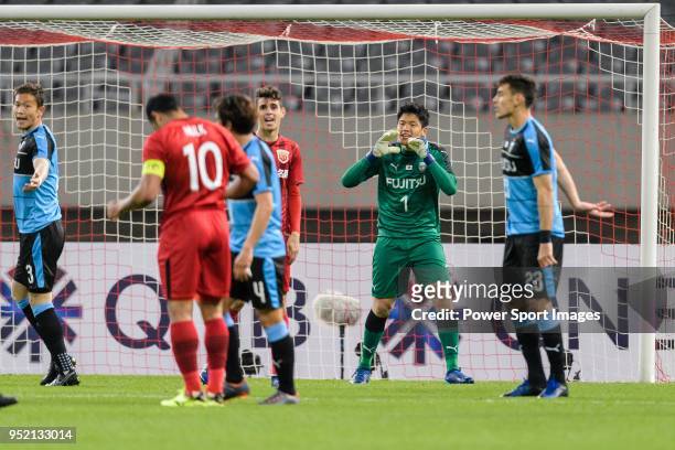 Kawasaki Goalkeeper Jung Sungryong reacts during the AFC Champions League 2018 Group Stage F Match Day 5 between Shanghai SIPG and Kawasaki Frontale...