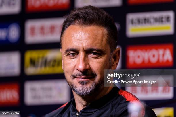 Shanghai FC Head Coach Vitor Pereira talks during the press conference for the AFC Champions League 2018 Group Stage F Match Day 5 between Shanghai...