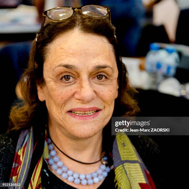 Portrait de la journaliste et écrivain française Caroline Pigozzi, spécialiste des thèmes liés au Vatican à l'occasion de la 35e Foire du Livre, à...