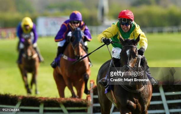 Kildare , Ireland - 27 April 2018; Supasundae with Robbie Power up, on their way to winning The BETDAQ 2% Commission Punchestown Champion Hurdle at...