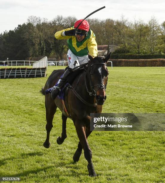 Kildare , Ireland - 27 April 2018; Supasundae with Robbie Power up, on their way to winning The BETDAQ 2% Commission Punchestown Champion Hurdle at...