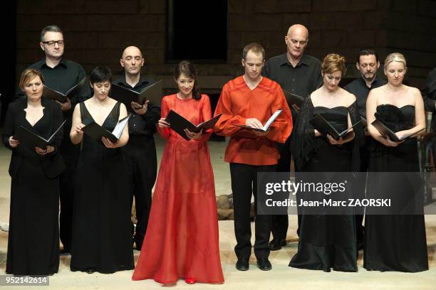 La soprano russe Elena Galitskaya et le contre-tenor britannique Christopher Ainslie dans "Orphee et Eurydice", opera en trois actes de Christoph...