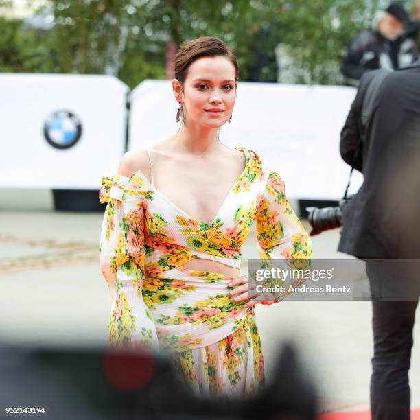 Emilia Schuele attends the Lola - German Film Award red carpet at Messe Berlin on April 27, 2018 in Berlin, Germany.