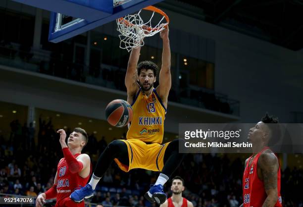 Anthony Gill, #13 of Khimki Moscow Region duncks during the Turkish Airlines Euroleague Play Offs Game 4 between Khimki Moscow Region v CSKA Moscow...