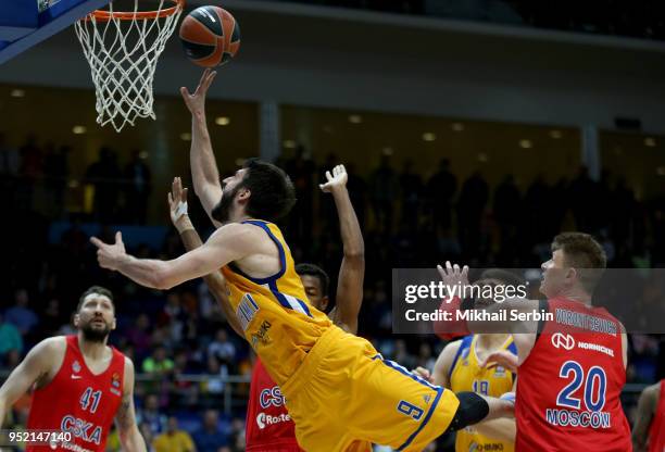 Stefan Markovic, #9 of Khimki Moscow Region in action during the Turkish Airlines Euroleague Play Offs Game 4 between Khimki Moscow Region v CSKA...