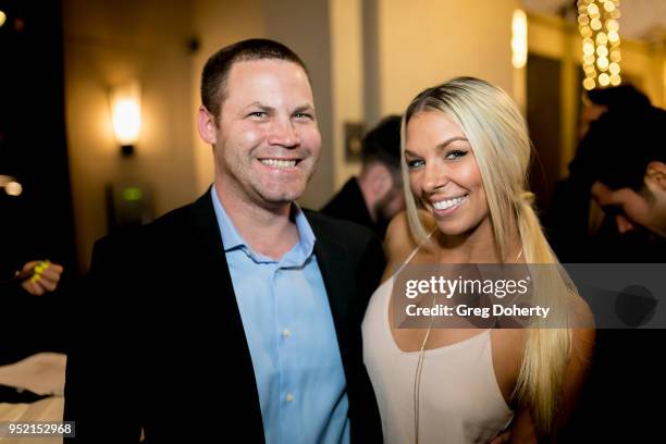 Jared Safier and Tara Talkington attend The Bay's Pre-Emmy Red Carpet Celebration at 33 Taps Hollywood on April 26, 2018 in Los Angeles, California.