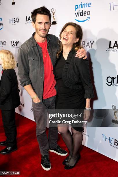 Brandon Beemer and Miranda Wilson attend The Bay's Pre-Emmy Red Carpet Celebration at 33 Taps Hollywood on April 26, 2018 in Los Angeles, California.