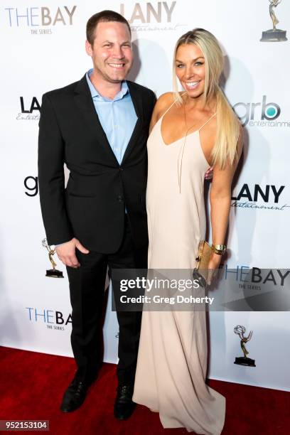 Jared Safier and Tara Talkington attend The Bay's Pre-Emmy Red Carpet Celebration at 33 Taps Hollywood on April 26, 2018 in Los Angeles, California.