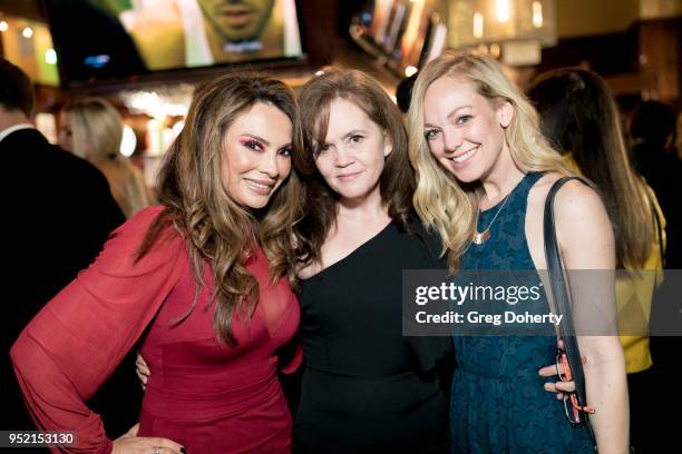 Lilly Melgar, Chrystal Ayers and Abby Wathen attend The Bay's Pre-Emmy Red Carpet Celebration at 33 Taps Hollywood on April 26, 2018 in Los Angeles,...