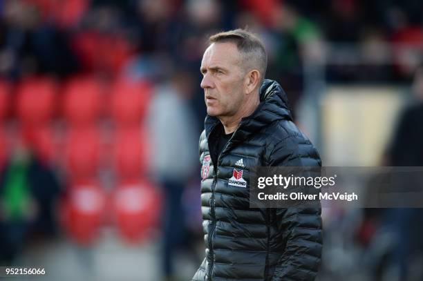 Derry , United Kingdom - 27 April 2018; Derry City manager Kenny Shiels before the SSE Airtricity League Premier Division match between Derry City...