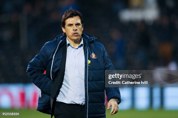 Sunderland manager Chris Coleman looks on prior to the Sky Bet Championship match between Fulham and Sunderland at Craven Cottage on April 27, 2018...