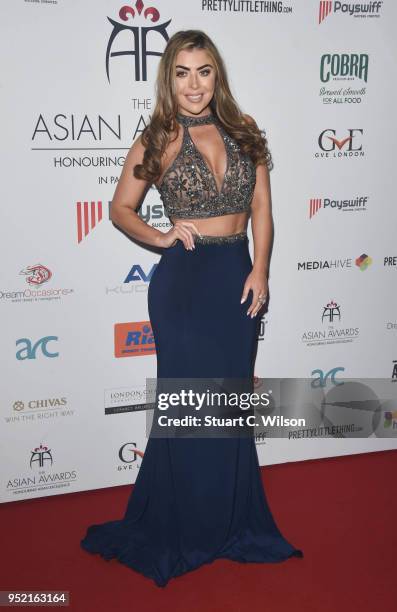 Abigail Clarke attends The Asian Awards 2018 held at London Hilton on April 27, 2018 in London, England.