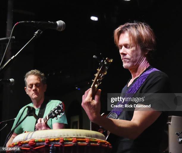 Michael Bacon and Kevin Bacon during rehearsals for Mother Nature Netwok's White House Correspondents' Jam IV on April 27, 2018 at The Hamilton in...