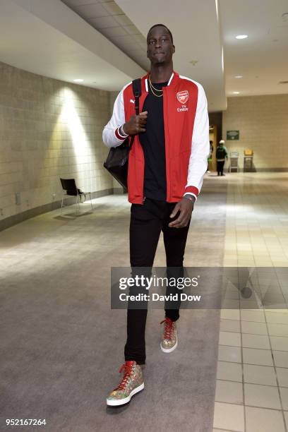 Milwaukee, WI Thon Maker of the Milwaukee Bucks arrives to the arena pro to Game Six of Round One of the 2018 NBA Playoffs against the Boston Celtics...