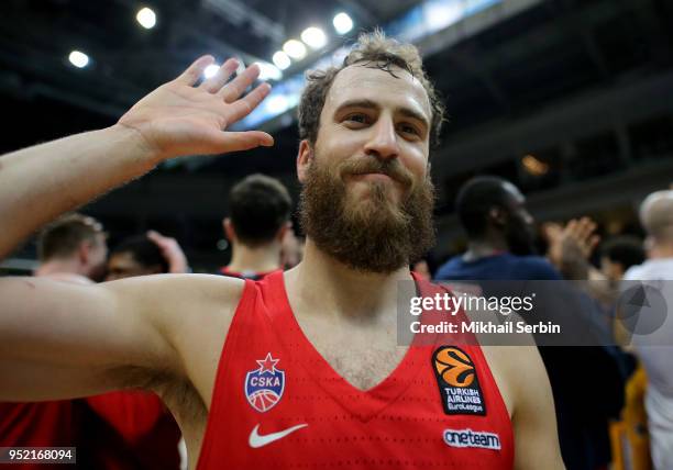 Sergio Rodriguez, #13 of CSKA Moscow after the Turkish Airlines Euroleague Play Offs Game 4 between Khimki Moscow Region v CSKA Moscow at Arena...