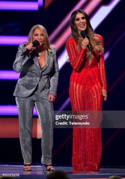 Pictured: Doctor Ana Mario Polo and Catherine Siachoque speak on stage at the Mandalay Bay Resort and Casino in Las Vegas, NV on April 26, 2018 --
