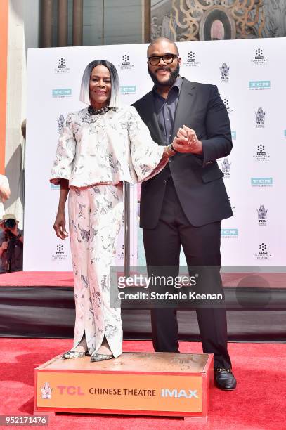 Actor Cicely Tyson and Director Tyler Perry attend the Hand and Footprint Ceremony honoring Cicely Tyson during the 2018 TCM Classic Film Festival at...