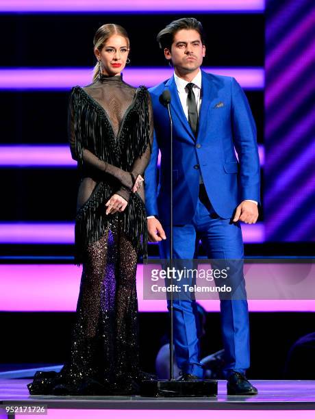 Pictured: Carmen Aub and Ivan Arana speak on stage at the Mandalay Bay Resort and Casino in Las Vegas, NV on April 26, 2018 --