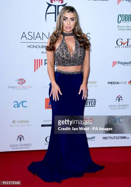 Abigail Clarke attending the 8th Annual Asian Awards held at the Hilton Hotel, Park Lane, London.