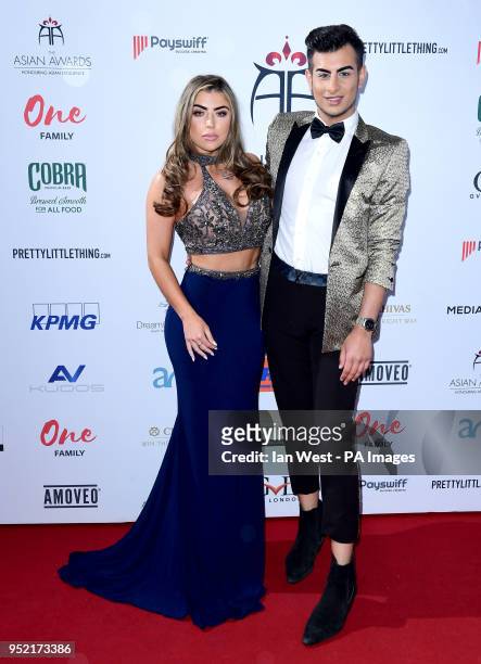 Abigail Clarke and Junaid Ahmed attending the 8th Annual Asian Awards held at the Hilton Hotel, Park Lane, London.