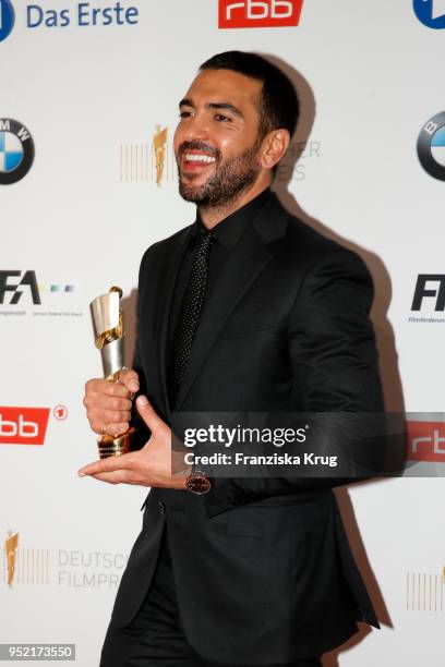 Winner Elyas M'Barek during the Lola - German Film Award winners board at Messe Berlin on April 27, 2018 in Berlin, Germany.