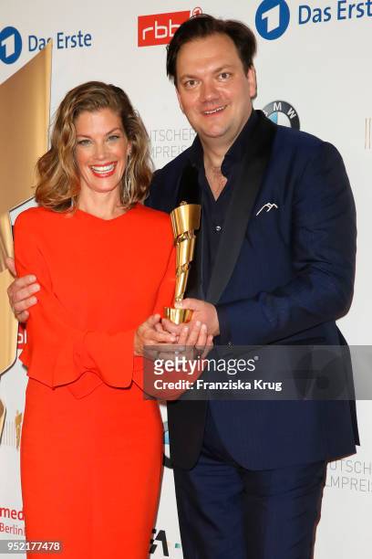 Winner Marie Baeumer and Charly Huebner during the Lola - German Film Award winners board at Messe Berlin on April 27, 2018 in Berlin, Germany.