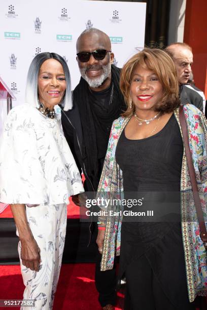 Actress Cicely Tyson, gospel recording artist BeBe Winans and Cheryl Davis attend the Hand And Footprint Ceremony for Cicely Tyson at TCL Chinese...