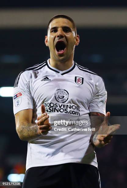 Aleksandar Mitrovic of Fulham FC celebrates after scoring his team's second goal during the Sky Bet Championship match between Fulham and Sunderland...