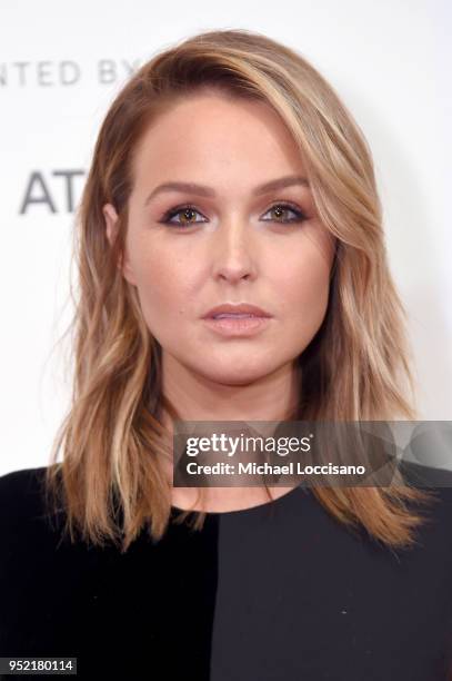 Actress Camilla Luddington attends the Tribeca Games: Shadow of the Tomb Raider panel during the 2018 Tribeca Film Festival at BMCC Tribeca PAC on...