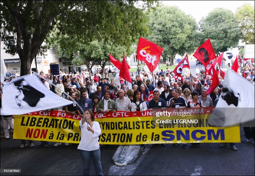 Manifestation en Corse contre la privatisation de la SNCM.