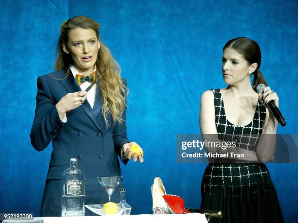 Blake Lively and Anna Kendrick onstage during the 2018 CinemaCon - Lionsgate Presentation For 2018 Summer And Beyond held at The Colosseum at Caesars...