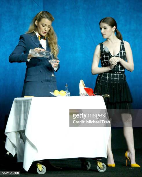 Blake Lively and Anna Kendrick onstage during the 2018 CinemaCon - Lionsgate Presentation For 2018 Summer And Beyond held at The Colosseum at Caesars...